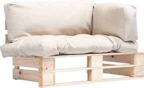 vidaXL Sofá de paletes p/ jardim c/ almofadões cor areia madeira pinho