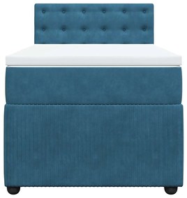 Cama boxspring com colchão 80x200 cm veludo azul
