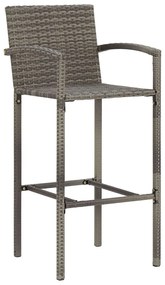 3 pcs conjunto de bar p/ jardim acácia maciça/vime PE cinzento