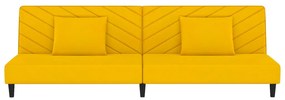 Sofá-cama 2 lugares com duas almofadas veludo amarelo