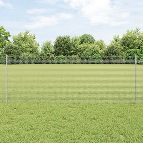 vidaXL Cerca de Arame Soldado com 5 Postes U Prateada 0.8x10 m Aço