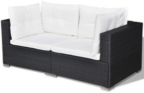 5 pcs conjunto lounge de jardim c/ almofadões vime PE preto