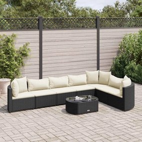 vidaXL 8 pcs conjunto sofás de jardim com almofadões vime PE preto