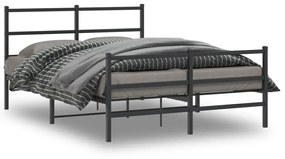 355383 vidaXL Estrutura de cama com cabeceira e pés 140x190 cm metal preto