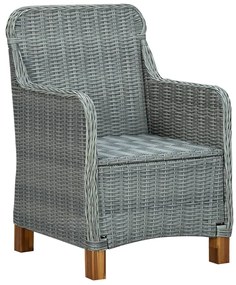 7 pcs conj. jantar exterior + almofadões vime PE cinzento-claro
