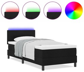 Cama Box com Colchão e LED Preto 90x200 cm Tecido