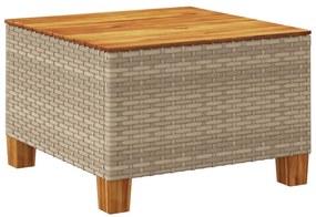 Mesa de jardim 55x55x36 cm vime PE e madeira de acácia bege