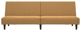 Sofá-cama de 2 lugares veludo castanho