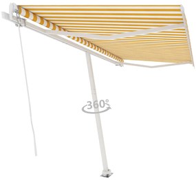 Toldo retrátil manual independente 400x300 cm amarelo e branco
