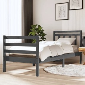 vidaXL Estrutura cama peque solteiro 75x190cm madeira maciça cinzento