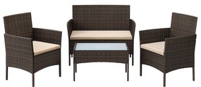 Conjunto de móveis de jardim de 4 peças Castanho-taupe