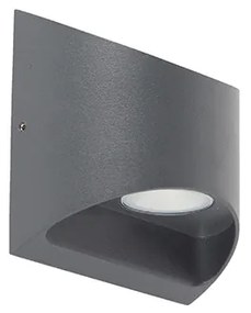 Candeeiro de parede exterior moderno cinzento escuro com LED 2-luzes IP54 - Mal Moderno