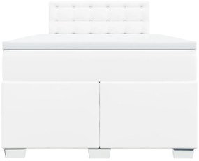 Cama com molas/colchão 120x200 cm couro artificial branco