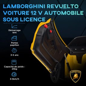 Carro elétrico de 12 V com licença da Lamborghini - Carro elétrico com controlo remoto, velocidade de 3-5 km/h, para crianças dos 3 aos 5 anos, amarel