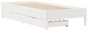 Cama sem colchão 90x190 cm madeira de pinho maciça branco