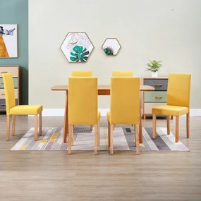 vidaXL Cadeiras de jantar 6 pcs tecido amarelo