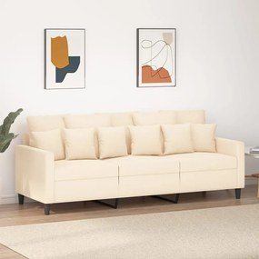 vidaXL Sofá de 3 lugares 180 cm veludo cor creme