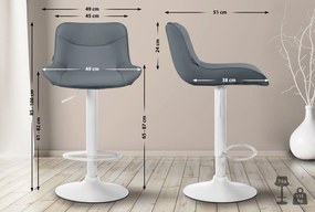 Banco alto em couro sintético com estrutura branca 85-106 x 49 x 51 cm cinzento
