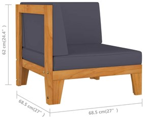 4 pcs conjunto lounge de jardim c/ almofadões acácia maciça