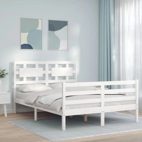 Estrutura de cama com cabeceira 120x200cm madeira maciça branco