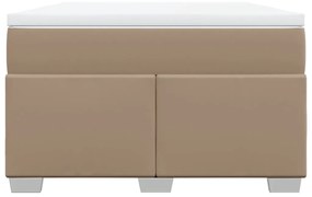 Cama boxspring c/ colchão 120x190cm couro artificial cappuccino