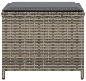 Bancos jardim com almofadões 4 pcs 41x41x36 cm vime PE cinzento