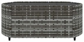 3 pcs conjunto lounge de jardim c/ almofadões vime PE cinzento