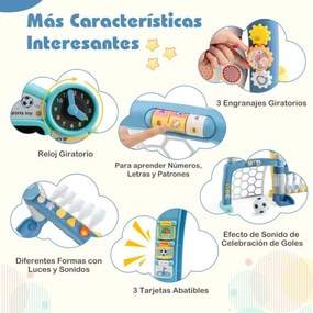 Brinquedo desportivo 5 em 1 para crianças pequenas Centro de atividades para crianças com aro de basquetebol ajustável Baliza de futebol multicolorido