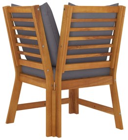 Sofá canto seccional + almofadão cinzento-escuro acácia maciça