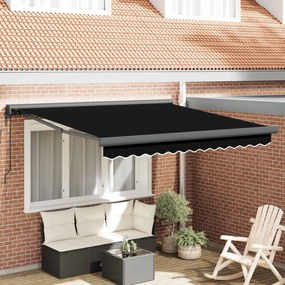 vidaXL Toldo Retrátil Manual Preto 300 x 250 cm Tecido e Metal
