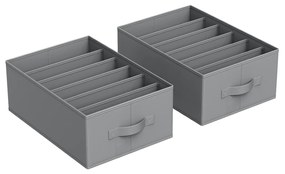 Conjunto de 2 caixas Organizador de roupeiro 6 compartimentos 42 x 30 x 17 cm Cinzento