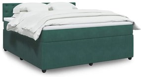 Cama com molas/colchão 180x200 cm veludo verde-escuro