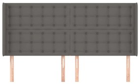 Cabeceira cama c/ abas couro artif. 163x16x118/128 cm cinzento