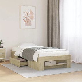vidaXL Estrutura cama s/ colchão derivados de madeira carvalho sonoma