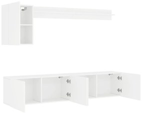 5 pcs móveis de parede p/ TV derivados de madeira branco