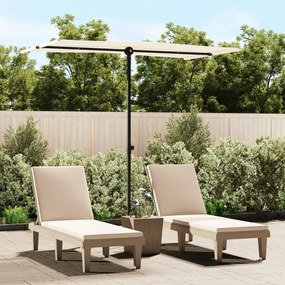 vidaXL Guarda-sol de jardim c/ poste alumínio 180x110 cm branco areia