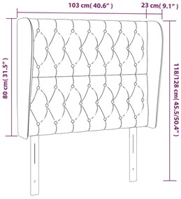 Cabeceira de cama c/ abas tecido 103x23x118/128 cm azul