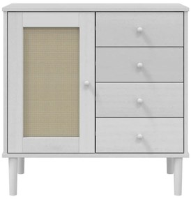 Aparador SENJA aspeto de vime 80x40x80 cm pinho maciço branco