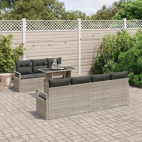Conjunto de Sofá de Jardim vidaXL de 8 Peças com Almofadas Cinza Claro