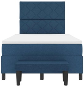 Cama Box Spring com Colchão &amp; Banco Azul 120x200 cm Tecido