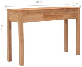 Mesa consola 110x35x75 cm madeira de teca maciça