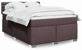 vidaXL Cama com molas/colchão 140x190 cm tecido castanho-escuro