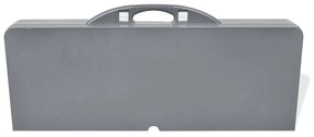 Conjunto mesa campismo c/ 4 bancos alumínio extra cinza-claro