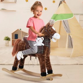 Brinquedo de balanço cavalo com função sonora 75 x 37 x 75 cm Castanho