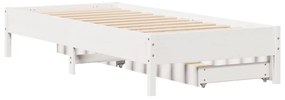 Cama sem colchão 90x200 cm madeira de pinho maciça branco