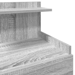 Mesa de cabeceira com 2 gavetas cinza Sonoma 40x36,5x62 cm