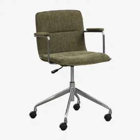 Seifert Cadeira De Escritório Com Rodas E Apoios De Braços Chenille Verde Sálvia & Chenille & Cinza Escovado - Sklum