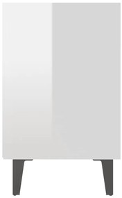 Mesa de cabeceira pernas em metal 40x30x50 cm branco brilhante