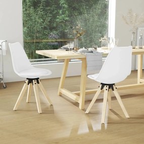 vidaXL Cadeiras de jantar giratórias 2 pcs PP branco