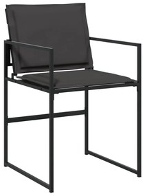 7 pcs conj. de jantar para jardim c/ almofadões textilene preto